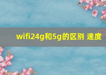 wifi24g和5g的区别 速度